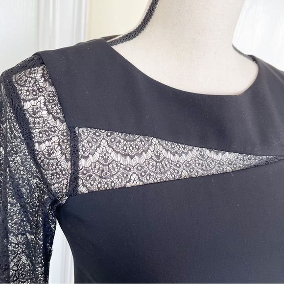 Giani Bini Size 0 Black Evening Dress with French Angle Cut Delicate Lacy Detail - Picture 4 of 13